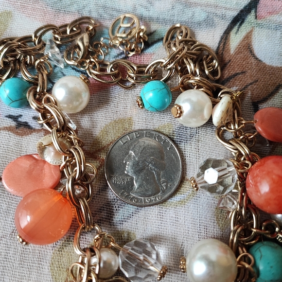 Erica Lyons EL Seashell Faux Pearl Glass Beaded Necklace Starfish Turquoise EUC - Picture 8 of 15